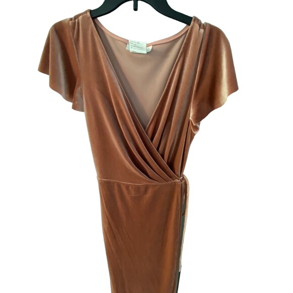 After Six 1538 Size large Velvet Long Maxi Wrap pockets Dress Tawny Rose - Picture 5 of 9